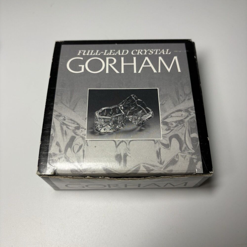 Vintage Gorham Full Lead King Edward Crystal Napkin Rings with Box READ